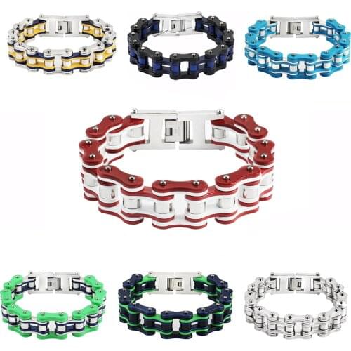 Punk Stainless Steel Bike Chain Bracelet Mens Bangle Link Chain Motorcycle Bicycle Style Bracelets Fashion Jewelry