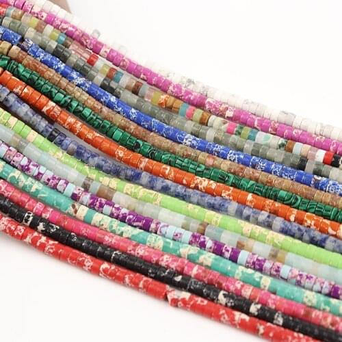 Apx 160pcs/lot 2*4mm Flat Agate Turquoises Imperial Jaspers Snakeskin Beads Natural Round Rondelle Beads For Jewelry Making