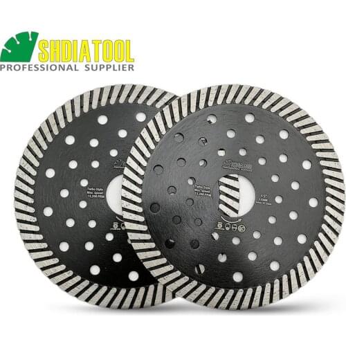 SHDIATOOL 2pcs 4.5" Diamond Hot Pressed Narrow Turbo Blade Fast Cutting Speed Grinding Disc With Multi Holes