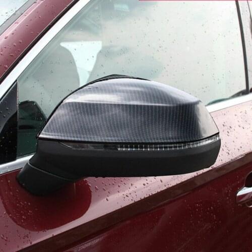 For Audi Q5 2018-2020 Black Carbon Fiber Look Side Door Mirror Cover Trim 2pcs Car modification Auto parts