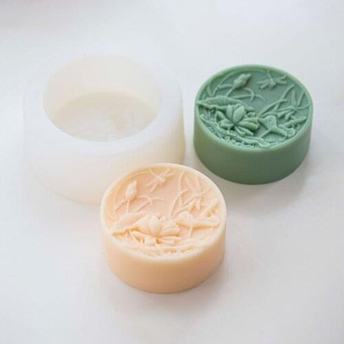 3D Lotus Dragonfly Pattern Soap Mold Relief Silicone Mould for Natural Soap Making Handmade DIY Soap Resin Mold