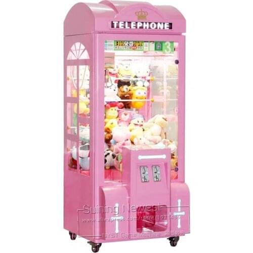 Pink Telephone Toys Cranes Claw Machine Coin Operated Amusement Game Machine For Amusement Park