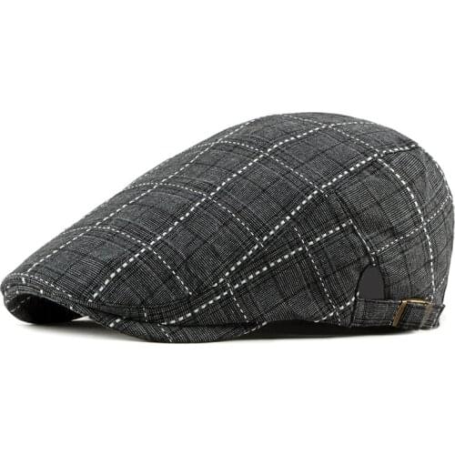 Plaid Newsboy Cap Classic Plaid Beret Casual Visors Peaked Cap Gorras Planas Flat Cap Hat Men Beret boina Bone