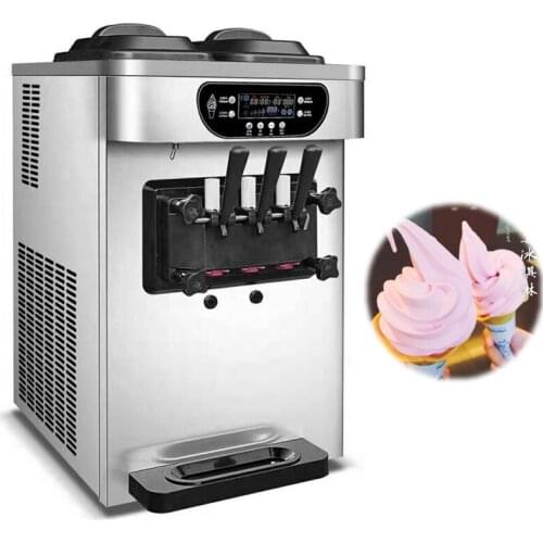 Commercial Soft Ice Cream Maker Machine Electric LCD Panel Three Flavors Ice Cream Machine