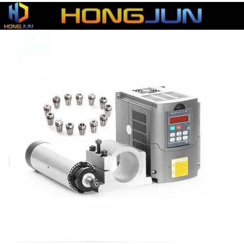 HONGJUN CNC Spindle Kit 1.5KW Air Cooling Spindle Motor + 1.5kw Interver + ER11(1-7mm) + 65mm Clamp