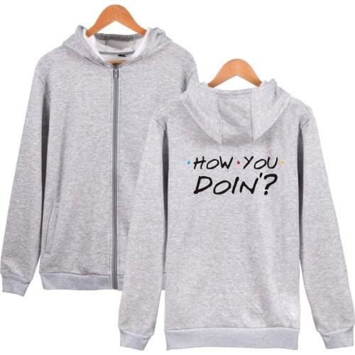 Latest Friends How You Doin print fashion hip hop zipper men women hoodies jacket casual long sleeve hooded sweatshirt coat tops