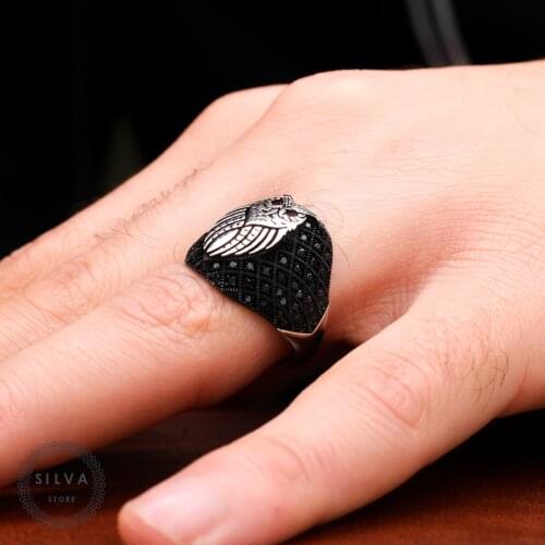 Owl Ring 925 Silver Mens. Mens Jewelry Stamped With Silver Stamp 925 All Sizes Are Available