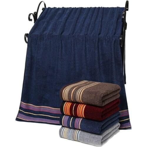 Soft Absorbent Large Towel Rectangle Solid Color Stripe Face Bathing Towel Set Thicken Household for Home Ensemble De Serviettes