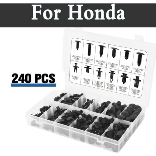 240pcs Retainers Clips Set Fastener Rivets Remover Tools Case Car For Honda Accord Airwave City Crossroad Crosstour Element