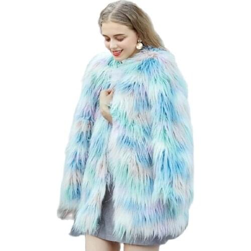 2018 New Fashion Women Winter Clothes Ladies Overcoat Female Furry clothing Winter Woolen Coat Women Faux Fur Coat
