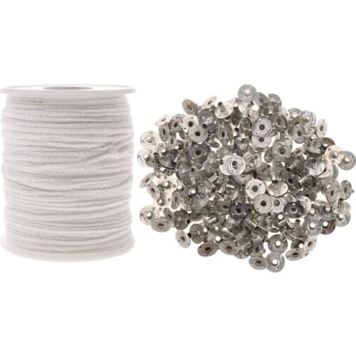 Organic Spool of Cotton Square Braid Candle Wick & 2cm Candle Wicks Sustainers Wick Tabs for DIY Candle Making Accessories
