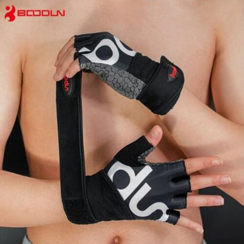Boodun Men 's Wrist Protection Weight Lifting Gloves Anti Skid Workout CrossFit Gym Fitness Gloves Compression Dumbbells Belts