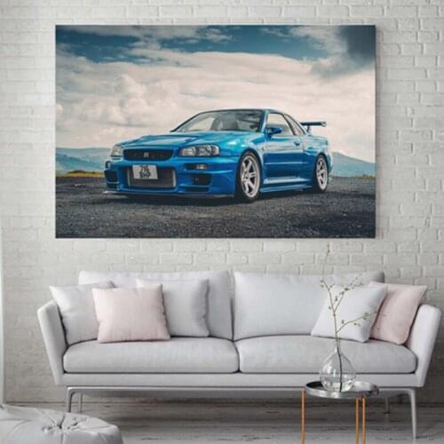 Supercar Posters Nissans Skyline GTR R34 Classic Wall Art Picture Prints Modern Canvas Paintings for Living Room Decor
