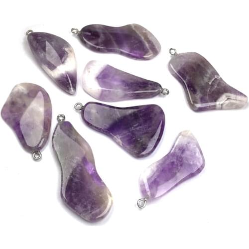 Natural Stone Amethysts Pendant irregular shape Exquisite Pendants charms for Jewelry making DIY Necklaces Accessories 25x50mm