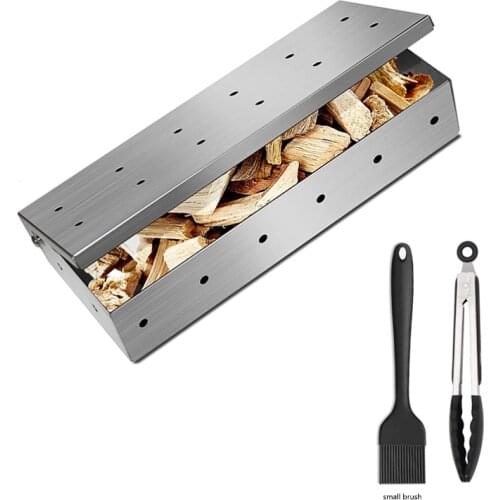 Durable BBQ Stainless Steel Wood Chips Smoker Box Woods Pellet Charcoal Gas Grilling Cold Hot Smoke Generator Barbecue Tools
