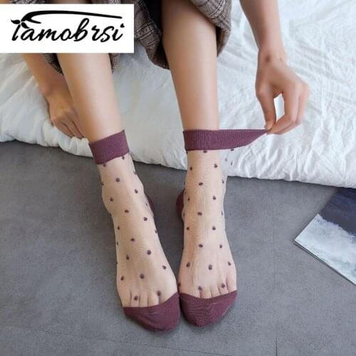 Transparent Summer Sheer Fashion Socks Womens Shiny Mesh Sexy Glitter Short Candy Cotton Cute Casual Socks Women Socks Female