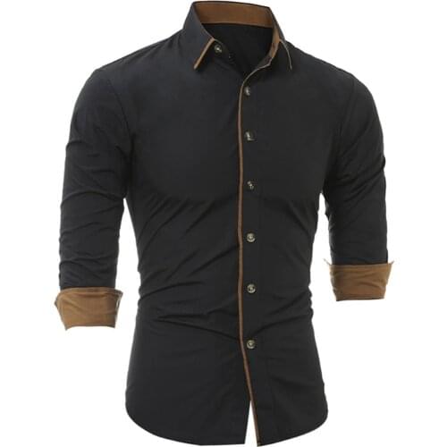 Casual Mens Solid Color Long Sleeve Down Shirt Cotton Plus Size Blouse Men Fashion shirt Male Social Business Dress Shirt