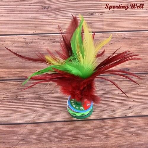 Kleurrijke Veer Shuttle China Jianzi Voet Kick Hand Wiel Chique Ganzenveren Shuttle Fitness Entertainment