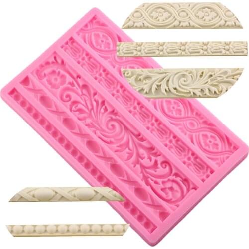 DIY Silicone Mold Sugarcraft Cake Border Decorating Frame Baroque Scroll Relief Fondant Candy Fimo Clay Chocolate Gumpaste Molds