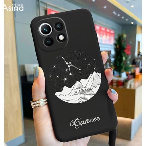 ASINA Cartoon Case for Xiaomi Mi11 Ultra 10 9 8 Lite Constellation Liquid Silicone Cases for Redmi Note 9T 9 8 7 Starry Sky Capa