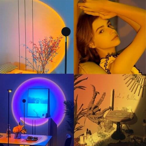 Sun Light Sunset Projection Rainbow Night Lights Live Background Sunset Projector Atmosphere Lamp Decoration For Bedroom Wall