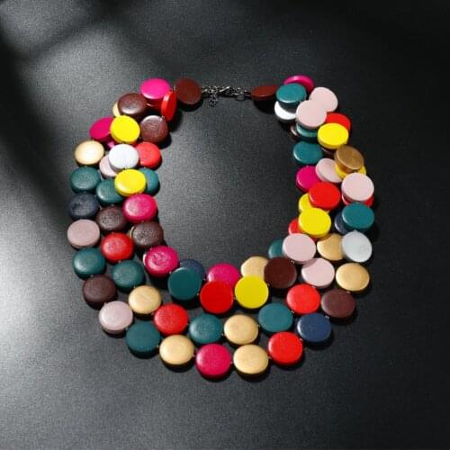 European and American handmade ultra-exaggerated Bohemian Wood beads music festival stage show Retro Personality holiday accesso