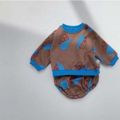 9190 Ins Korea Baby Sweater Clothes Autumn Winter 2021 Baby Boy Sweater Vest Pant Or Short All Match Baby Girl Sweater Clothes