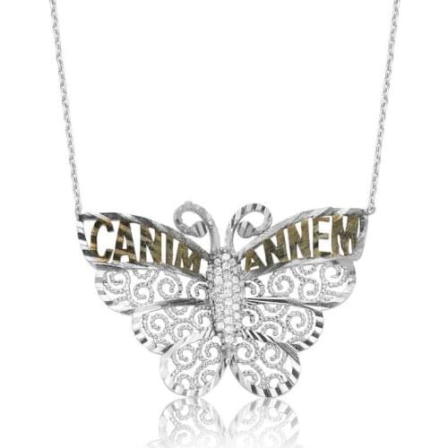 Tevuli 925 Sterling Silver Butterfly Dear Mom Lady Necklace