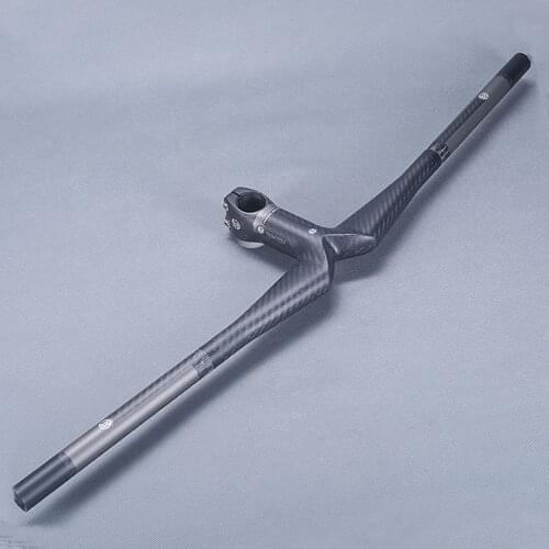 TOMTOU 3K Full Carbon Fibre Bicycle One shaped Handlebar MTB Bike Bicycle Integrated Horizontal Handlebar Stem - TC3T18