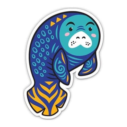 GT Graphics Cute Manatee Drawing - Vinyl Sticker Waterproof Decal