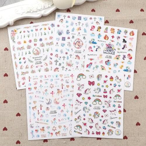 1Pc Ultra-thin Blue Color 3D Nail Art Sticker Colorful Cartoon Animal Adhesive Sticker 3D Manicure Sticker Nail Art Decor Wraps