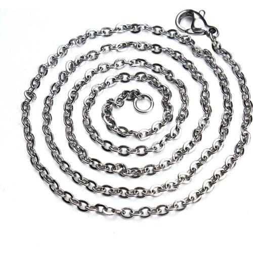10pcs/lot Silver Tone 316L Stainless Steel Statement Necklace Chain with Lobster Clasps Jewelry Chains 50cm Long Wholesale F3578