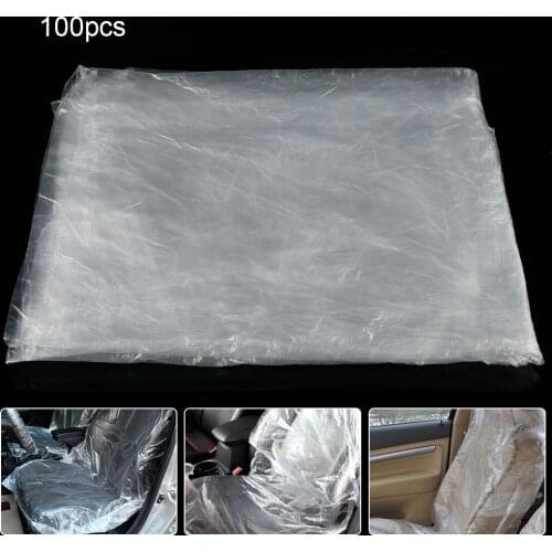 100Pcs Universal Car Seat Cover Disposable Waterproof Car Seat Protective Covers Case Plastic Transparent Car Seat Pouch Bag