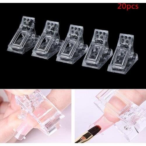 20 Pcs Nail Tips Clip Quick Building Builder Gel Extension Clamp Manicure Tool