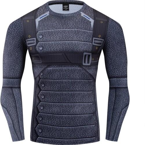 2019 Winter Soldier Cosplay Costume Premium 3D Printed Costume Compression T-shirt Finess Gym Quick-Drying Tight Tops