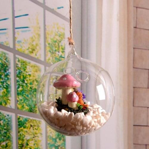 27pcs/pack Diameter=12cm Middle Size Hanging Glass Globe Vase Home Decoration One Open Two Small Holes Terrarium Wedding Props