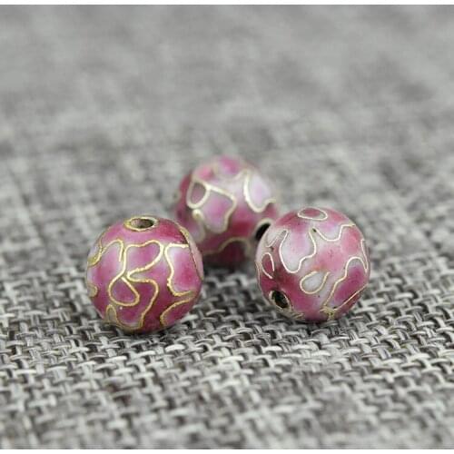 3pcs Fancy Cloisonne Enamel Polished 10mm Round Beaded Chinese Copper Accessories DIY Jewelry Making Earrings Necklace Bracelets