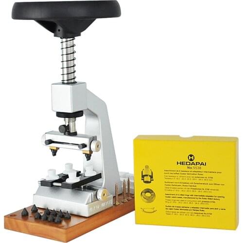 5700 Wood Table Watch Back Open Close Tools Bench Wristwatch Opener With 6 Opener Dies for Rolex Watches Watchmakers Tools 65mm