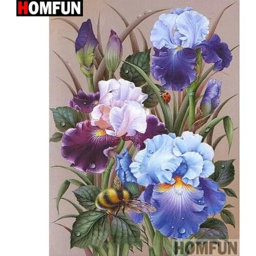 HOMFUN DIY Diamond Painting Cross Stitch Diamond Embroidery "Flower bee" Full Rhinestone 5D Diamond Home Decor A13621