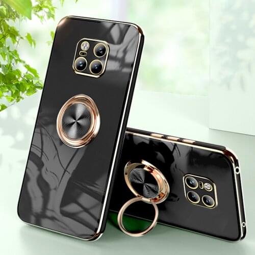 Luxury Plating Silicone Case For Huawei Mate 30 20 Pro P40 P30 P20 Pro Honor 20 30 Pro 30S Nova 5T Phone Ring Holder Soft Cover