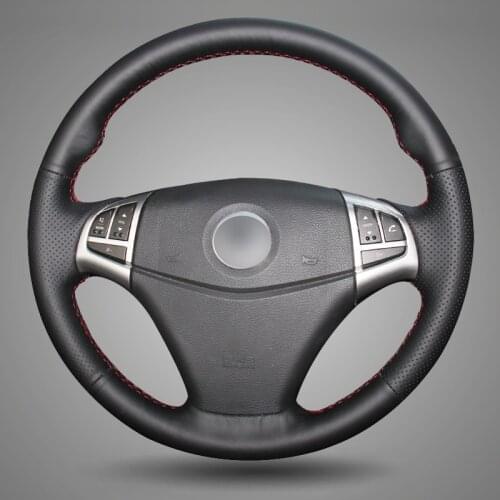 BANNIS Black Artificial Leather DIY Hand-stitched Steering Wheel Cover for Ssangyong Korando 2011-2014