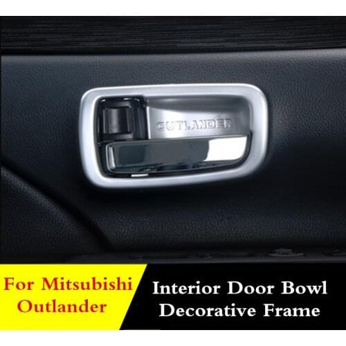 Chrome Car Interior door bowl decorative frame cover Handle Trim Sticker For Mitsubishi Outlander PHEV 2018 2017 2016 2015 2013