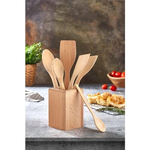 Wood Spoon Spatula Fork Rest Holder For Kitchen Counter Wood Spice Spoon Organizer Holder Set Stand Kitchen Tools For Dining