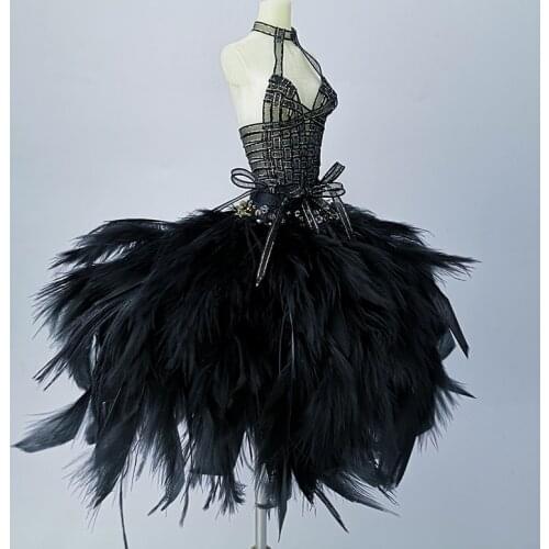 G10-201 bjd baby clothes sd 1/4 echo town 1/3 1/4 special body fr handmade custom popovy sisters pure black feather skirt 1 pcs