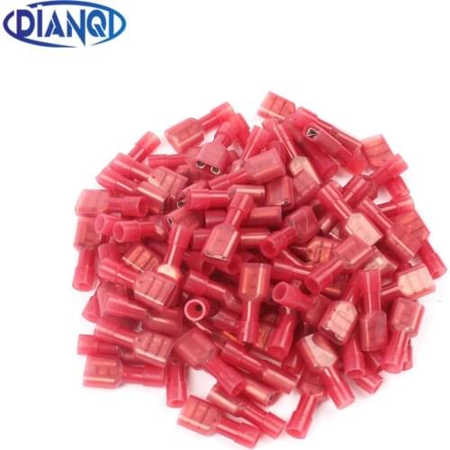 DIANQI FDFN1.25-250 FDFN1-250 NYLON brass Female Insulated Spade joint Cable Wire Connector 100PCS suit 0.5-1.5mm2 22-16AWG FDFN