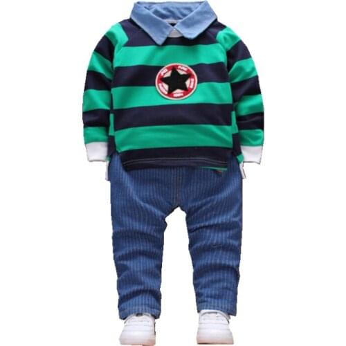 Fashion Children Clothes Spring Autumn Baby Girls Clothing Boys T-Shirt Jeans 2Pcs Sets Toddler Casual Costume Kids Tracksuits