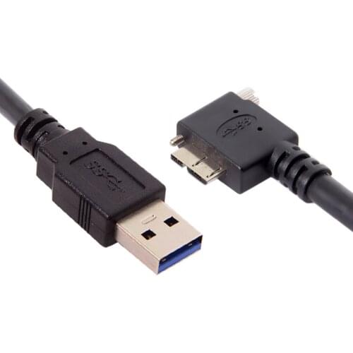 CYSM USB 3.0 A type male to 90 Degree Left Angled Micro USB Screw Mount Data Cable for Industrial Camera 3m