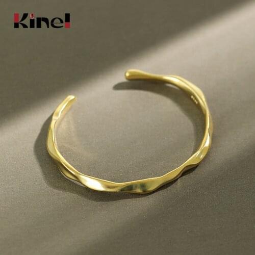 Kinel Silver 925 Fine Jewelry Bracelets Bangles Minimalism Concave Open Cuff Bangle The Most Expensive Thing