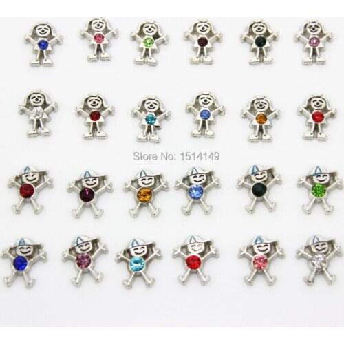 Hot selling boy and girl birthstone floating charms mix color for glass lockets pendant(1lot=per color per 10pcs=240pcs)