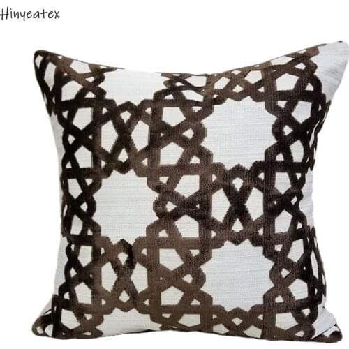 Luxurious Contemporary Geometric Viscose Chenille Brown Decorative Cushion Cover Cut Pile Velvet Sofa Pillow Case Sell by piece